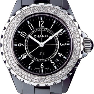 J12 Céramique noire sertie diamants