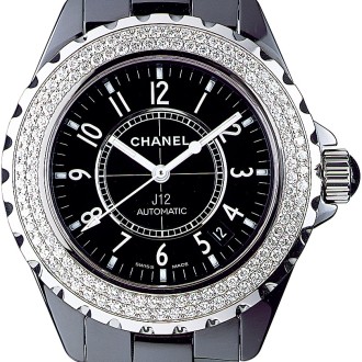J12 Céramique noire sertie diamants