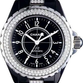 J12 Céramique noire sertie diamants