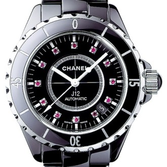 J12  Céramique noire / Cadran 12 index rubis