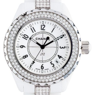 J12 Céramique blanche sertie diamants
