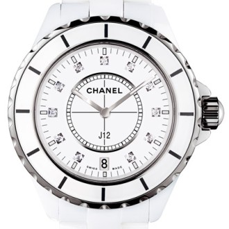J12 Céramique blanche, cadran 11 index diamants