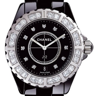 Céramique noire lunette acier sertie et cadran 11 index diamants