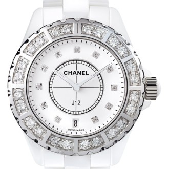 Céramique blanche lunette acier sertie et cadran 11 index diamants