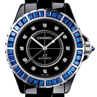 Noire Saphirs Bleus Baguette