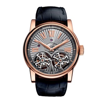 Double Flying Tourbillon in pink gold with Hand-made Guilloché movement