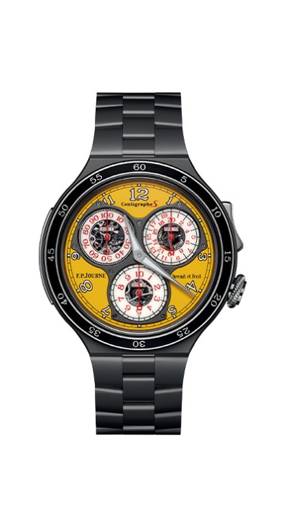 Centigraphe in titanium, 44mm diameter, manual-winding chronograph movement, titanium bracelet. CHF 65,900 © F.P. Journe