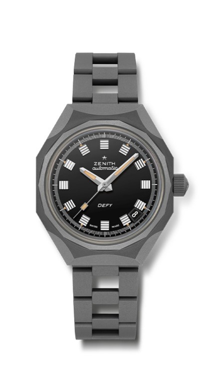 Defy Revival Shadow in titanium, 37mm diameter, automatic movement, titanium bracelet. CHF 74,000 © Zenith