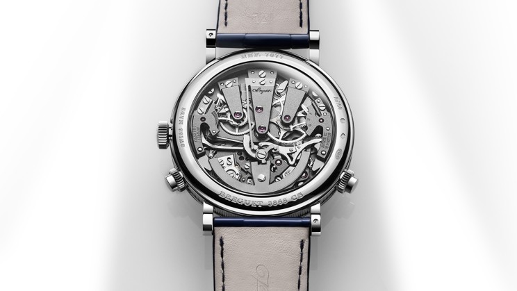 Back of the new blue Tradition Chronographe Indépendant 7077 © Breguet