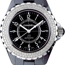 J12 Céramique noire sertie diamants