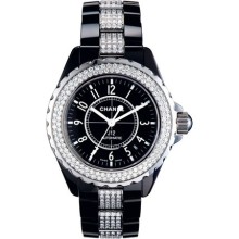 J12 Céramique noire sertie diamants