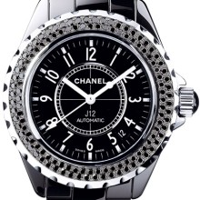 J12 Céramique noire sertie diamants noirs