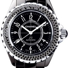 J12 Céramique noire sertie diamants noirs