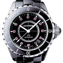 J12  Céramique noire / Cadran 12 index rubis