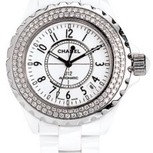 J12 Céramique blanche sertie diamants