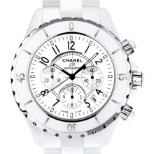J12 Chronographe céramique blanche