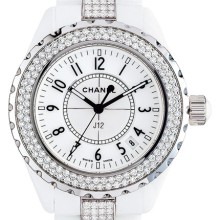 J12 Céramique blanche sertie diamants
