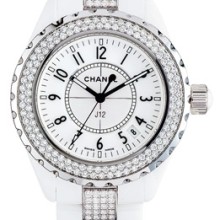 J12 Céramique blanche sertie diamants