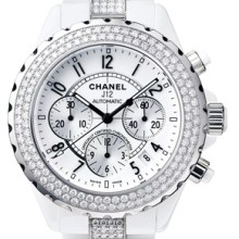 J12 Chronographe céramique blanche  sertie diamants