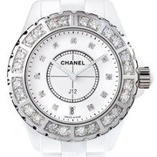 Céramique blanche lunette acier sertie et cadran 11 index diamants