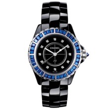 Noire Saphirs Bleus Baguette