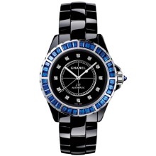 Noire Saphirs Bleus Baguette